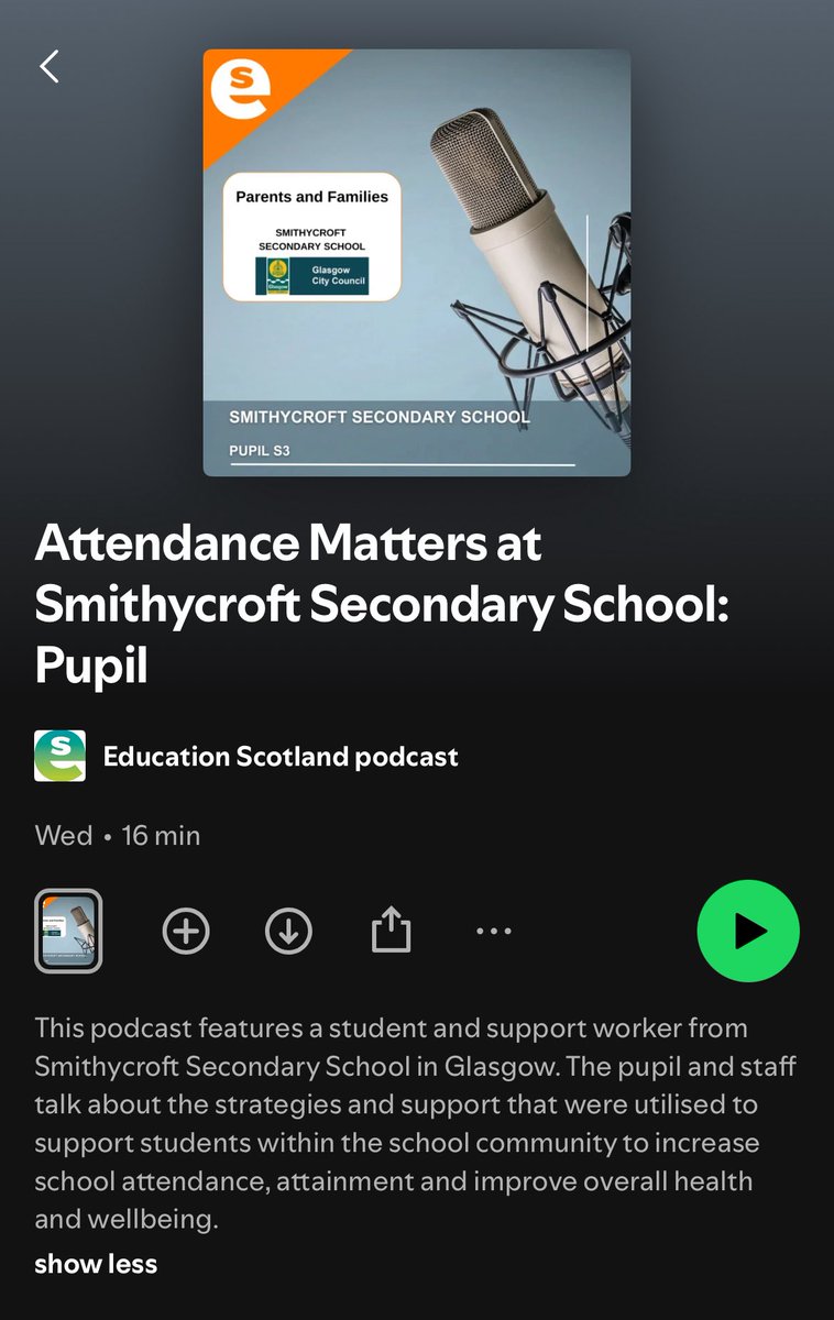 ✨ Attendance Matters Strategy ✨

🤝 Our recent collaboration with <a href="/EducationScot/">Education Scotland</a> on improving attendance is now LIVE…

🎙️Podcast available on Spotify ✅

▪️Staff Input on Strategy 👩‍💻📉📊
open.spotify.com/episode/7FT1wb…

▪️Student Input on Impact 💜
open.spotify.com/episode/4j9xZw…

#WeBelong