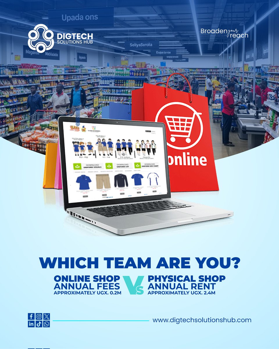 There is always something for every one. If you are team online shop, connect with us to get started.
_________________
Digtech Solution Hub
🗺️ G19 Printers Arcade Nasser Rd Kampala
🗺️ Grand West Arcade Mbarara City 
📱 +256770613201
🌎 digtechsolutionshub.com