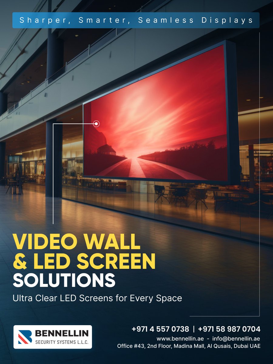 BennellinC's tweet image. 📺 ULTRA-CLEAR VISUALS. LIMITLESS POSSIBILITIES.
Video Wall &amp;amp; LED Screen Solutions 

📱: +971 58 98 707 04

#LEDVideoWall #LEDScreenSolutions #UltraClearDisplays #VideoWallUAE #DigitalDisplayUAE #EventScreens #RetailScreens #IndoorLEDDisplay