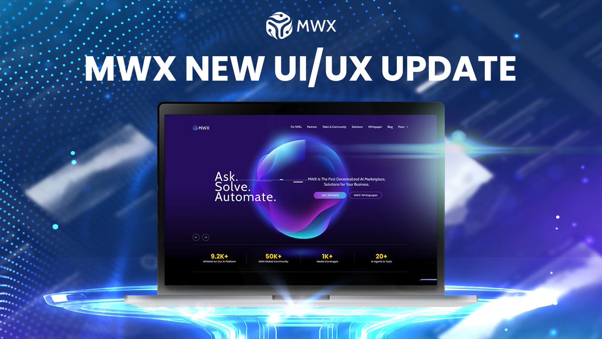 The MWX website just got a major UI/UX upgrade!

We’ve redesigned the experience to make it easier for the community to explore our AI platform, with faster navigation, cleaner layout, and more intuitive access to what matters.

Now you can easily:
- Join Whitelist
- Tokenomic