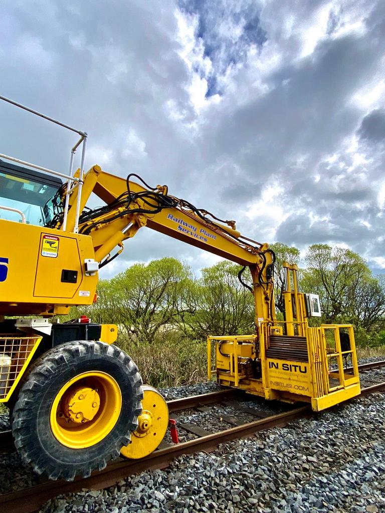 CPTs required for rail embankment stabilisation in Ireland using 'Thomas', one of our excavator mounted CPT rigs, ideal for rail projects #InSitSI #rail #cpts #ireland