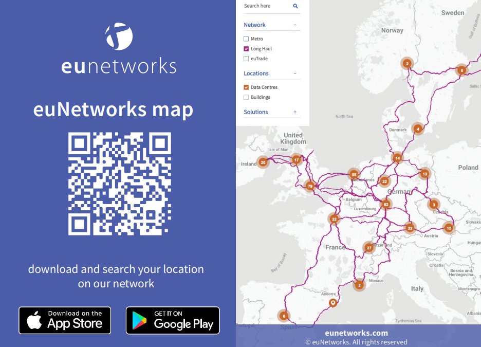 Did you know you can search our network on the go?Using our network map app you can search our network of connected data centres, buildings and key areas across our full long haul and metro network.
Download our network map app today! 
#network #Europe #connectivity #datacentres