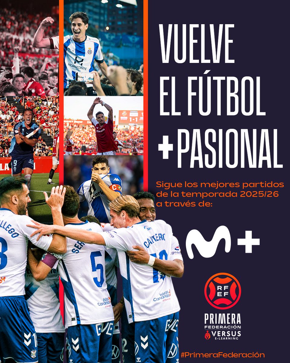 Primera Federación Versus e-Learning (@primera_rfef) on Twitter photo 🤝 ¡<a href="/MovistarPlus/">Movistar Plus+</a> y #PrimeraFederación unen sus fuerzas!
📺 Diez partidos en directo cada jornada.
ℹ rfef.es/es/noticias/mo…
#VersusELearning 🤝 ¡<a href="/MovistarPlus/">Movistar Plus+</a> y #PrimeraFederación unen sus fuerzas!
📺 Diez partidos en directo cada jornada.
ℹ rfef.es/es/noticias/mo…
#VersusELearning