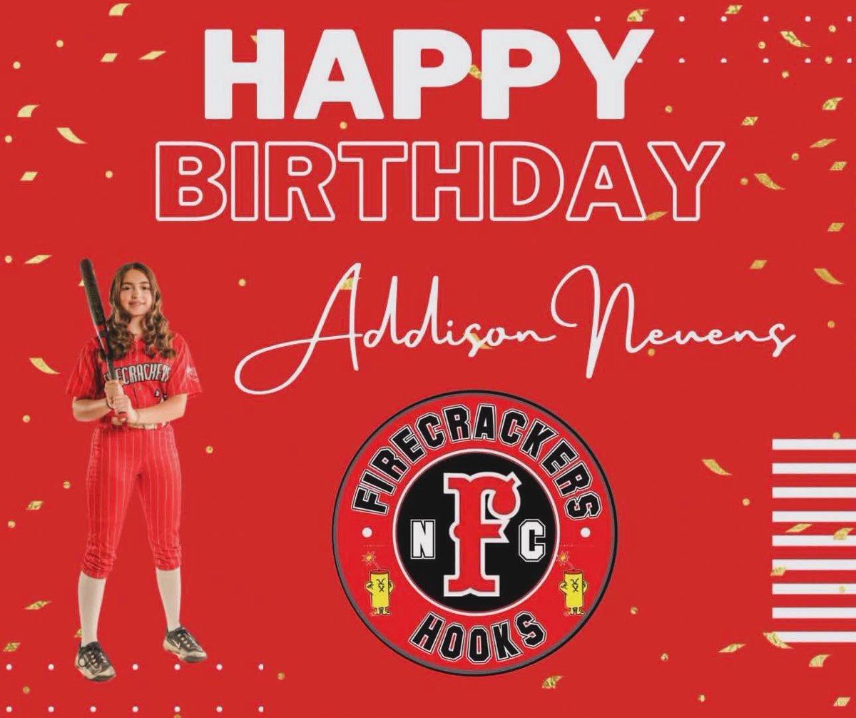 Firecrackers NC Hooks (@fc_hooks) on Twitter photo B🧨G Birthday Shoutout to Addison Neuens (2027)! <a href="/an_softball/">Addison Neuens</a> <a href="/Firecrackersinc/">Firecracker Softball</a>
Help us wish this Firecracker a very Happy Birthday! We hope your day is filled with happiness!
#fcculture #FCSTRONG #firecrackersoftball #athletelife #letsgo #forsomething #firecrackerscarolina B🧨G Birthday Shoutout to Addison Neuens (2027)! <a href="/an_softball/">Addison Neuens</a> <a href="/Firecrackersinc/">Firecracker Softball</a>
Help us wish this Firecracker a very Happy Birthday! We hope your day is filled with happiness!
#fcculture #FCSTRONG #firecrackersoftball #athletelife #letsgo #forsomething #firecrackerscarolina