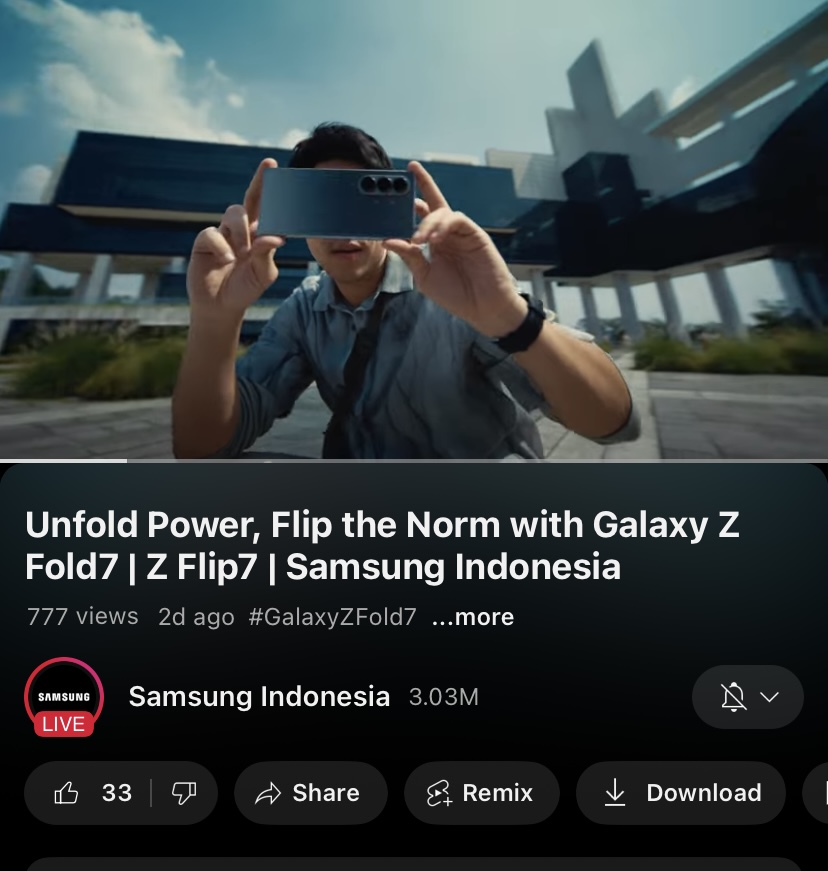 Achidd1's tweet photo. @samsungID Ultra sleek design Galaxy Z Fold7 nyaman digenggam, selfie makin bebas berkat Infinity Cover Screen Galaxy Z Flip7 

🚀3.089 https://t.co/paaFXGpGli