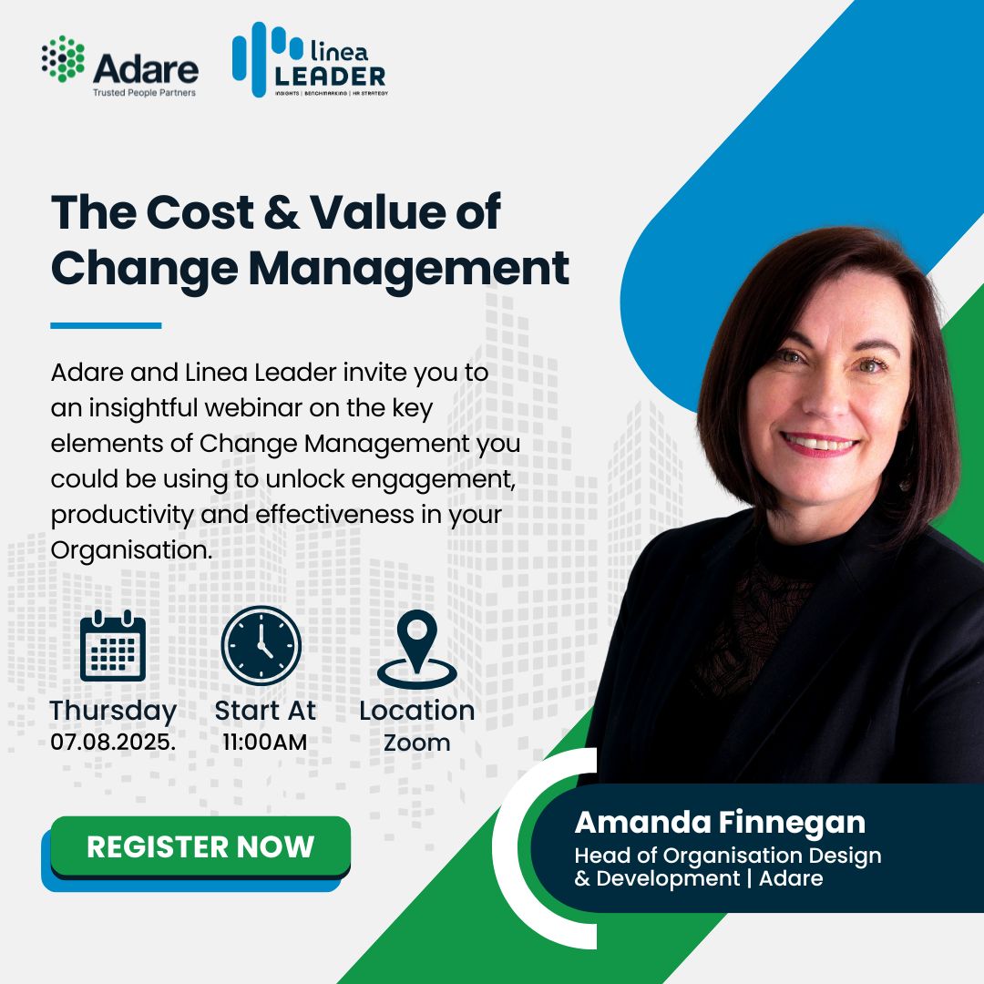 Gain valuable insights into effective change management. By applying a practical change management focus in your Organisation, you can create gains within the same organisational constraints, and literally untap hidden potential.

Last chance to register: adarehrm.ie/events-webinar…
