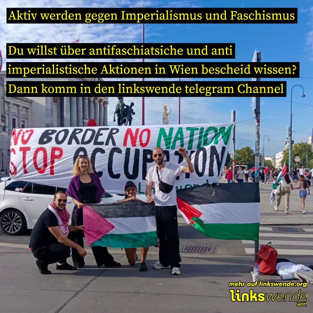 Du willst über antifaschiatsiche und anti imperialistische Aktionen in Wien bescheid wissen? Dann komm in den linkswende telegram Channel t.me/linkswende