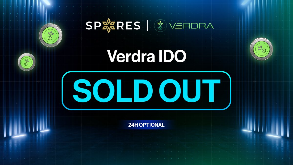 🎆 <a href="/TheVerdra/">Verdra</a> IDO SOLD OUT ON SPORES LAUNCHPAD!!! 🎆

Attention Spores' fellows!
Verdra was completely SOLD OUT ✔️

🎖Total raise: $100,000
🎖Network: Base
🎖IDO price: $0.08 

Thank you once more for your incredible support. 

Stay tuned for further updates!