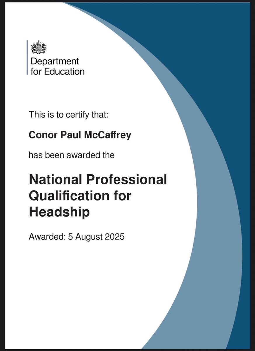 MrCMcCaffrey's tweet photo. Delighted to have completed and passed my NPQH with @bestpracticenet. 

Many thanks to the expert facilitators @_JezBennett and Glenn at 5 Dimensions Trust Shenley Brook End along with Andrew Rhodes, my leadership coach throughout the programme. 

🎉 https://t.co/9ciamFhNus