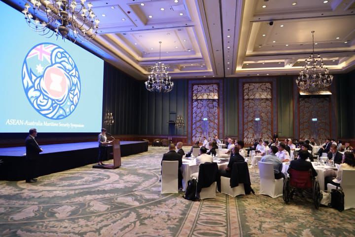 AusAmbBKK's tweet photo. At the 2nd @ASEAN-🇦🇺 Maritime Security Symposium, I highlighted our support for countries in our region to reinforce agreed rules, uphold #UNCLOS, prevent conflict &amp; build trust.

Attendees inc. @prroyalthainavy @MFAThai &amp; 🇹🇭🇦🇺🇮🇩🇯🇵🇱🇦🇲🇾🇵🇭🇰🇷🇹🇱🇻🇳 officials, scholars &amp; alumni. https://t.co/hDDZr749hz