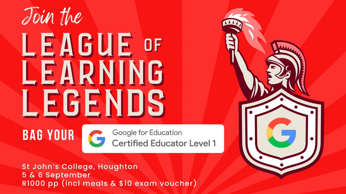 PurpleZA (@purplezaedu) on Twitter photo Level up your Google game! ๐ฅ
Join us LIVE in JHB on 5 & 6 Sept for Level 1 prep and bag that badge! ๐
Book now ๐ bit.ly/PZAgce_L1
#GoogleEdu #DigicloudAfrica #EdTech #TeacherGoals <a href="/GoogleForEdu/">Google for Education</a> Level up your Google game! ๐ฅ
Join us LIVE in JHB on 5 & 6 Sept for Level 1 prep and bag that badge! ๐
Book now ๐ bit.ly/PZAgce_L1
#GoogleEdu #DigicloudAfrica #EdTech #TeacherGoals <a href="/GoogleForEdu/">Google for Education</a>