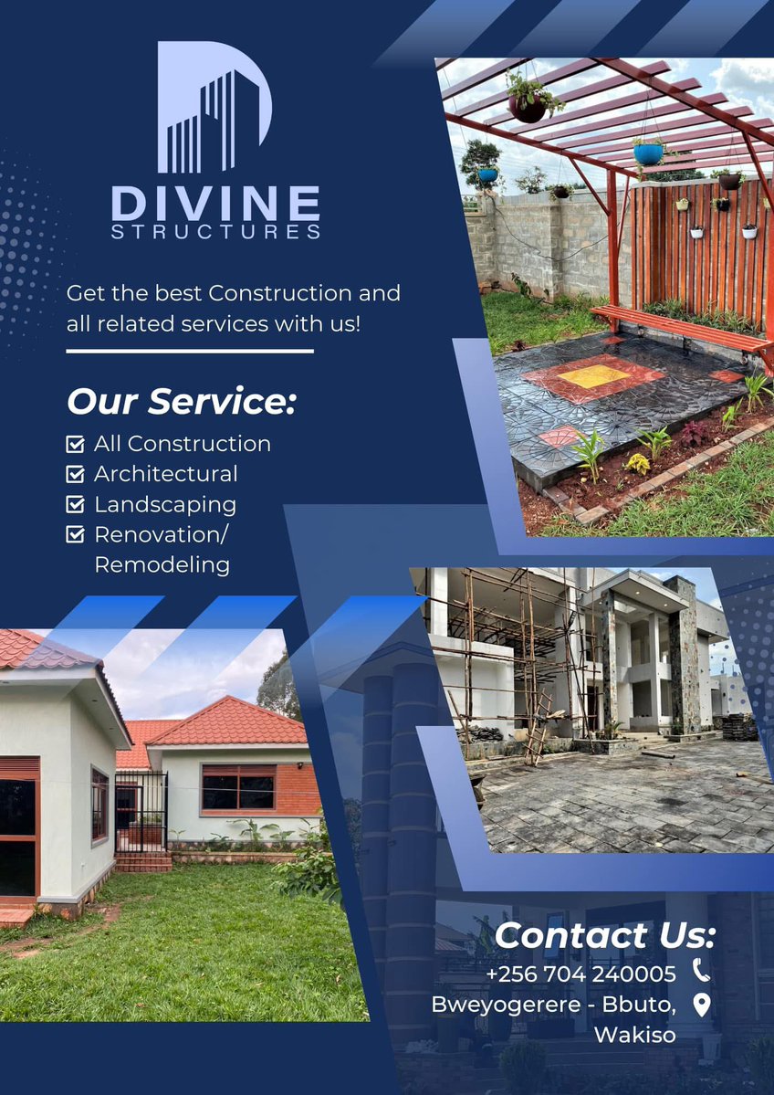 Brave (@bravejonathano2) on Twitter photo No matter the location, our team will give you the same Dedication and Quality on your project.
☎️ +256 704 240005
➡️ CONSTRUCTION
➡️ ARCHITECTURE
➡️ LANDSCAPING
➡️ RENOVATION
Don’t forget to follow <a href="/divineuganda1/">Divine Structures Ltd</a> please! No matter the location, our team will give you the same Dedication and Quality on your project.
☎️ +256 704 240005
➡️ CONSTRUCTION
➡️ ARCHITECTURE
➡️ LANDSCAPING
➡️ RENOVATION
Don’t forget to follow <a href="/divineuganda1/">Divine Structures Ltd</a> please!