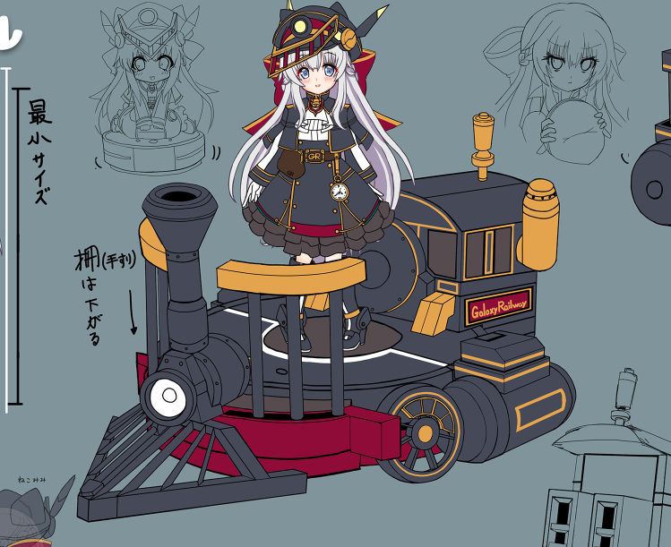 hijirinn2's tweet photo. リエル・アリアンロッドと銀河特急アルビレオン、星灯鉄道関連のデザインなどを担当しました。
AXISロボ（アルビレオン）のデザインはメタトゥエルから実に８年ぶりです。

リエルの旗振り（特殊待機）がお気に入り🏳️
#CBUNI https://t.co/lmpIIAEM7t
