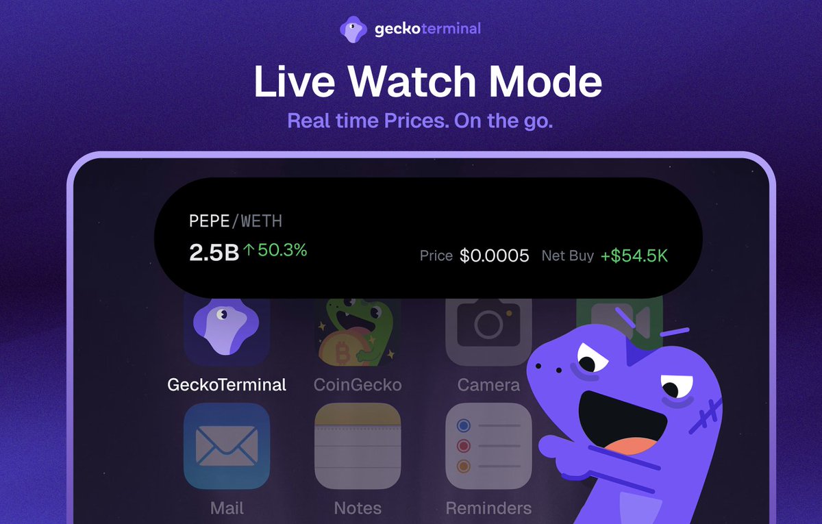 🚨 NEW FEATURE: Live Watch Mode

iOS users can now track real-time price movements directly on their lock screen or home screen - without opening the app.

Transform your iPhone into a crypto dashboard👇