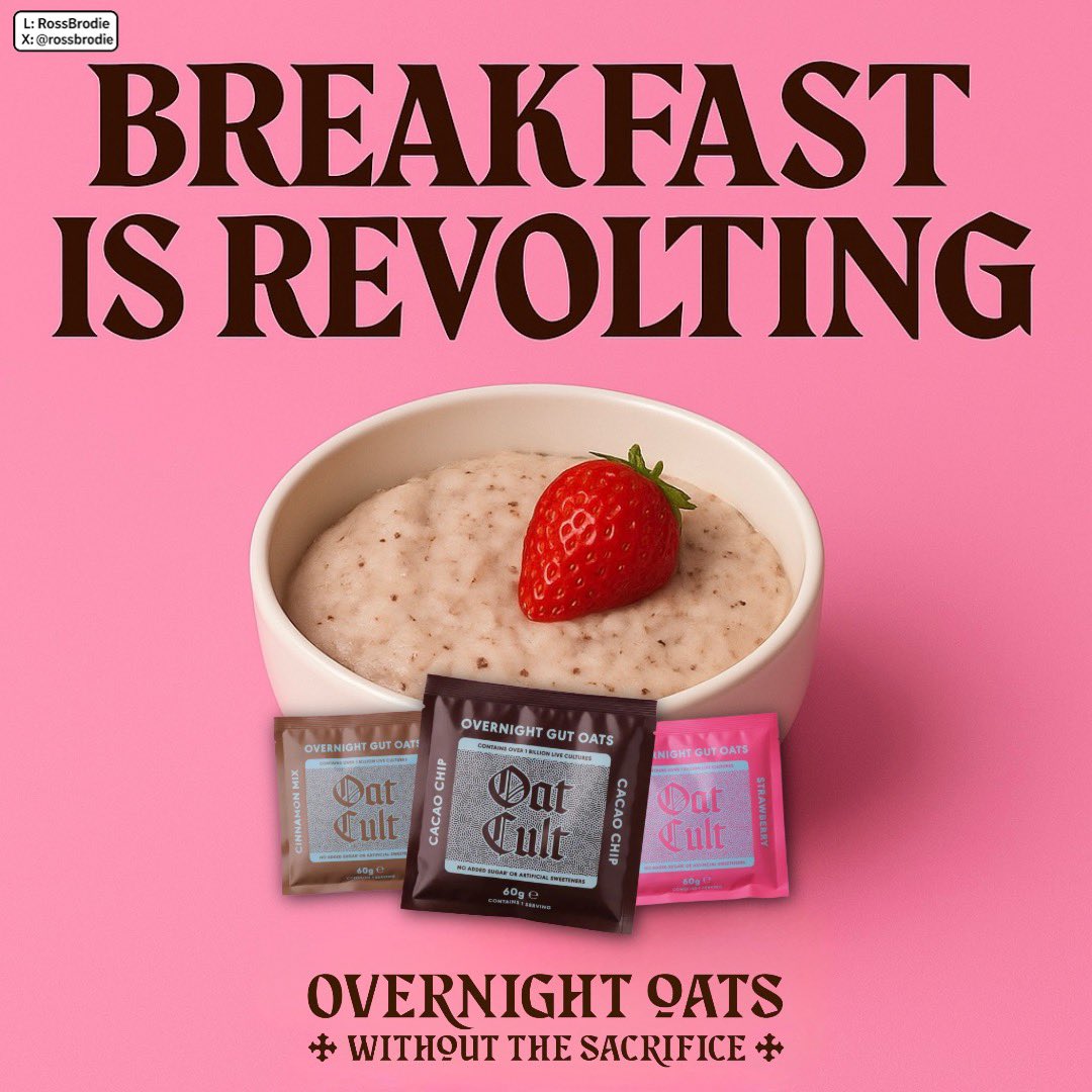 Ross Brodie (@rossbrodie) on Twitter photo One Minute Brief of the Day : Create posters to get offices hooked on Overnight Oats & join the #OatCult <a href="/OneMinuteBriefs/">One Minute Briefs ⏱️</a> @OatCult oatcult.com One Minute Brief of the Day : Create posters to get offices hooked on Overnight Oats & join the #OatCult <a href="/OneMinuteBriefs/">One Minute Briefs ⏱️</a> @OatCult oatcult.com