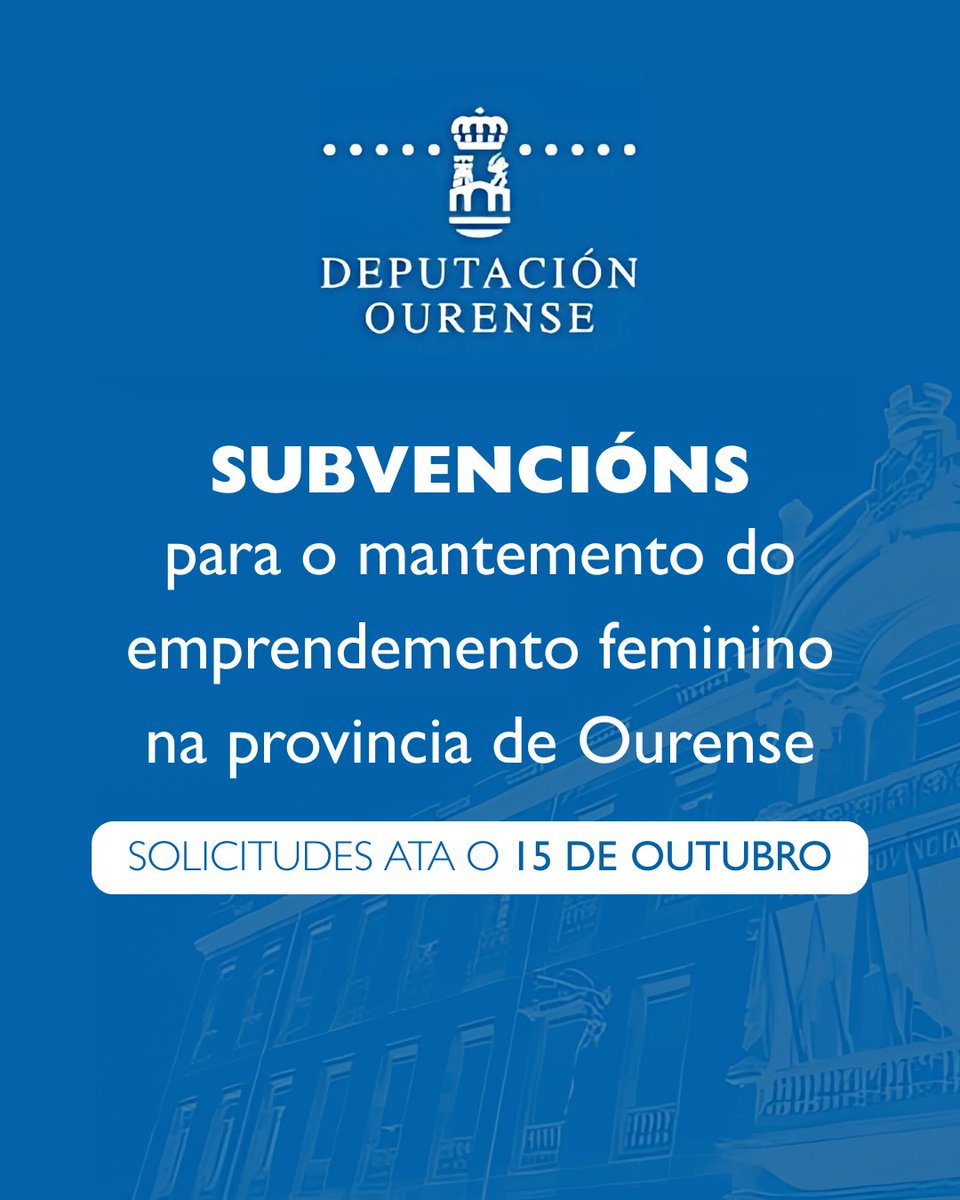 CoFiGa (@cofiga) on Twitter photo 📢 Subvencións para o mantemento do emprendemento feminino da <a href="/DeputacionOU/">Deputación de Ourense</a>.
🗓️ Prazo de solicitudes, ata o 15 de outubro.
Toda a info en 👇🏼
🔗 ata.es/wp-content/upl…
🔗 bop.depourense.es/portal/anuncio…
.
.
.
.
#CoFiGa #FisioterapiaGalega #Subvencións #EmprendementoFeminino #Ourense 📢 Subvencións para o mantemento do emprendemento feminino da <a href="/DeputacionOU/">Deputación de Ourense</a>.
🗓️ Prazo de solicitudes, ata o 15 de outubro.
Toda a info en 👇🏼
🔗 ata.es/wp-content/upl…
🔗 bop.depourense.es/portal/anuncio…
.
.
.
.
#CoFiGa #FisioterapiaGalega #Subvencións #EmprendementoFeminino #Ourense