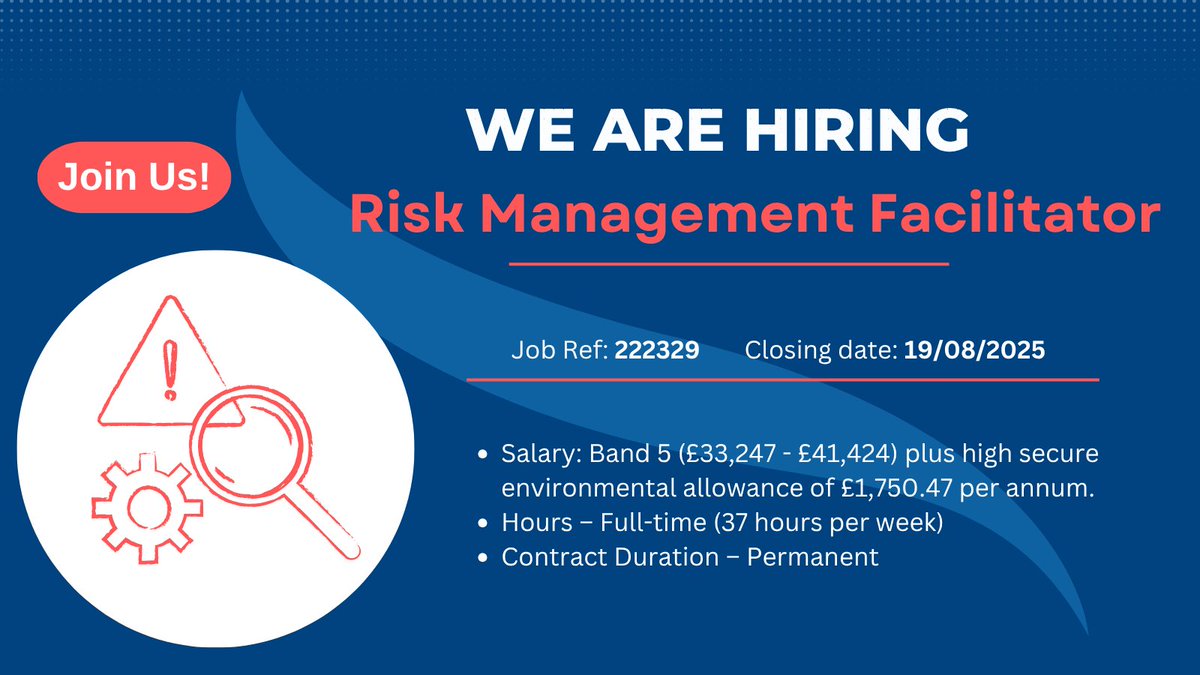 #jobalert We’re looking for a Risk Management Facilitator to join our Risk &amp; Resilience Team! If you think you have what it takes, find out more here: apply.jobs.scot.nhs.uk/Job/JobDetail?…