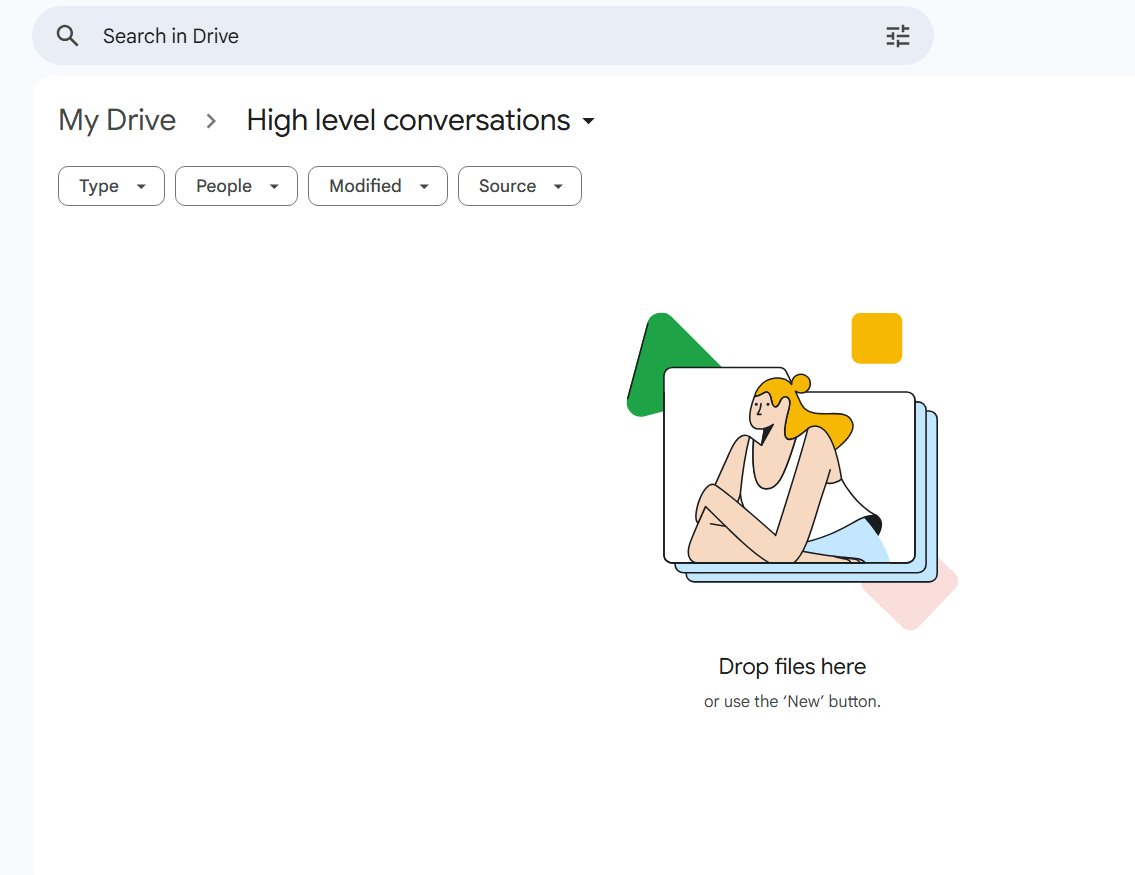 I was just cleaning my google drive, found a folder called "High level conversations"

*clicked*

it was empty.

What a savage burn, man