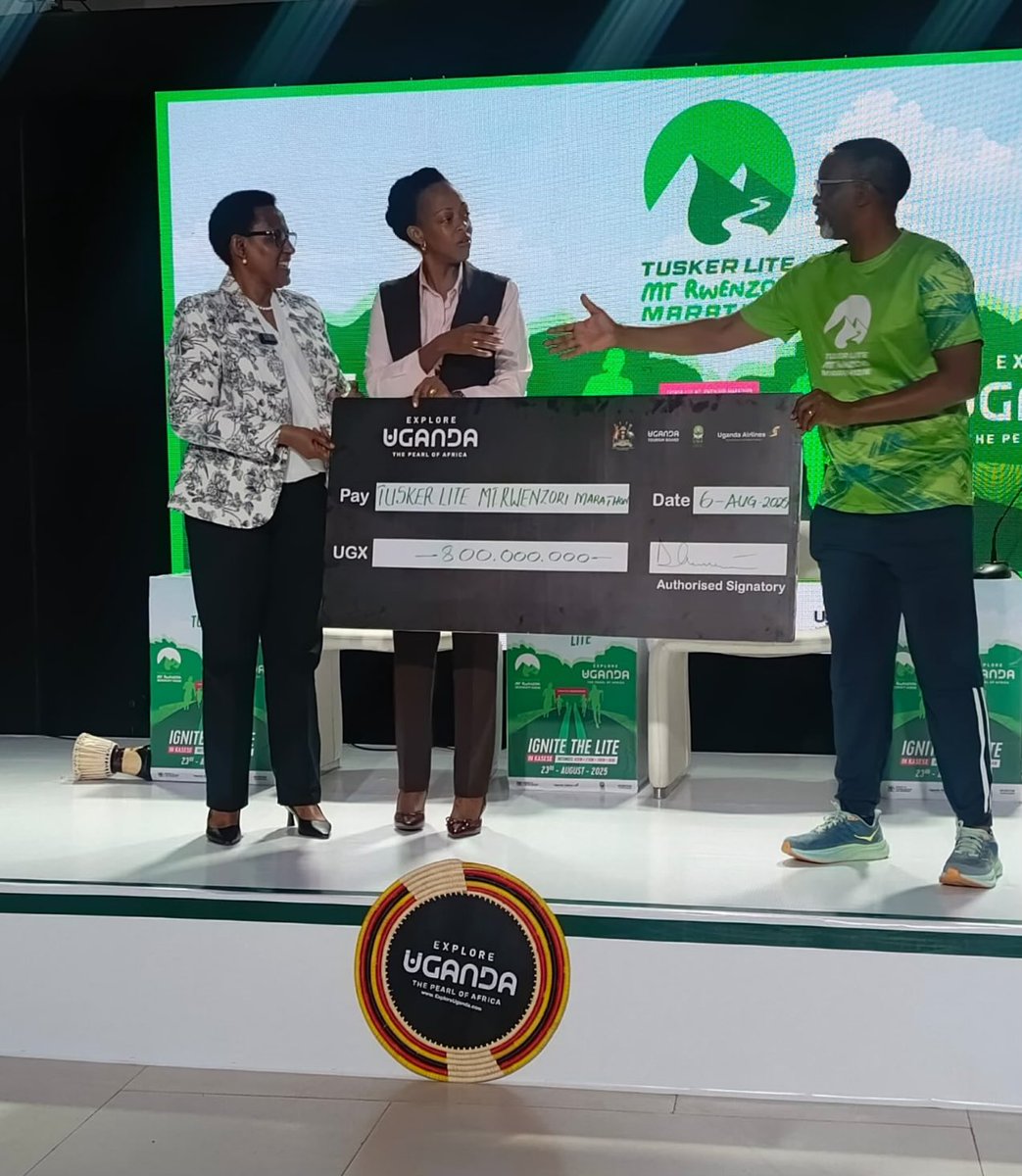 Amos Wekesa (@wekesa_amos) on Twitter photo Breaking News!
800m
<a href="/KatusiimeDor/">KatusiimeDoreen</a> Permanet secretary of the Ministry of tourism and <a href="/JulzKagwa/">Juliana Kagwa</a> CEO of Uganda tourism board handing over a dummy Cheque of 800m as support towards <a href="/RwenzoriMarathn/">Tusker Lite Rwenzori Marathon</a> 2025
800m comes in as gorilla permits support , discounts by <a href="/UG_Airlines/">Uganda Airlines</a> for Breaking News!
800m
<a href="/KatusiimeDor/">KatusiimeDoreen</a> Permanet secretary of the Ministry of tourism and <a href="/JulzKagwa/">Juliana Kagwa</a> CEO of Uganda tourism board handing over a dummy Cheque of 800m as support towards <a href="/RwenzoriMarathn/">Tusker Lite Rwenzori Marathon</a> 2025
800m comes in as gorilla permits support , discounts by <a href="/UG_Airlines/">Uganda Airlines</a> for