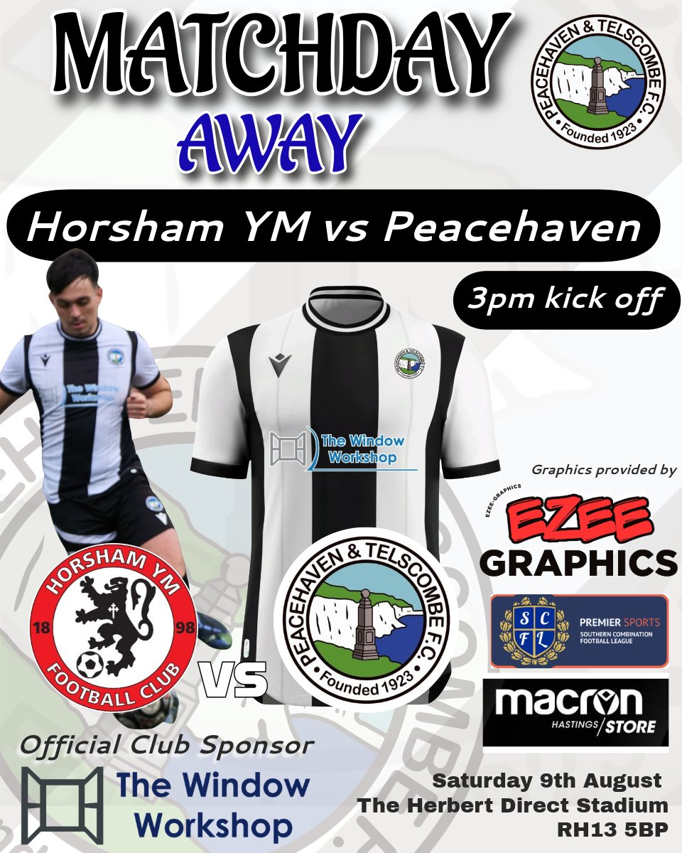 Peacehaven & Telscombe Football Club (@pt_fc) on Twitter photo The SCFL Premier starts Saturday!
On Saturday the 25/26 league campaign gets underway and we head north to face YM.
#WeallfollowtheHaven
🆚 <a href="/horshamymfc/">Horsham YM FC</a>
🏆 <a href="/TheSCFL/">Premier Sports The SCFL</a> Premier Division
🏟 The Herbert Direct Stadium
📅 Sat 9th August 2025
🕒 3PM Kickoff
#BeLoudBeProud The SCFL Premier starts Saturday!
On Saturday the 25/26 league campaign gets underway and we head north to face YM.
#WeallfollowtheHaven
🆚 <a href="/horshamymfc/">Horsham YM FC</a>
🏆 <a href="/TheSCFL/">Premier Sports The SCFL</a> Premier Division
🏟 The Herbert Direct Stadium
📅 Sat 9th August 2025
🕒 3PM Kickoff
#BeLoudBeProud
