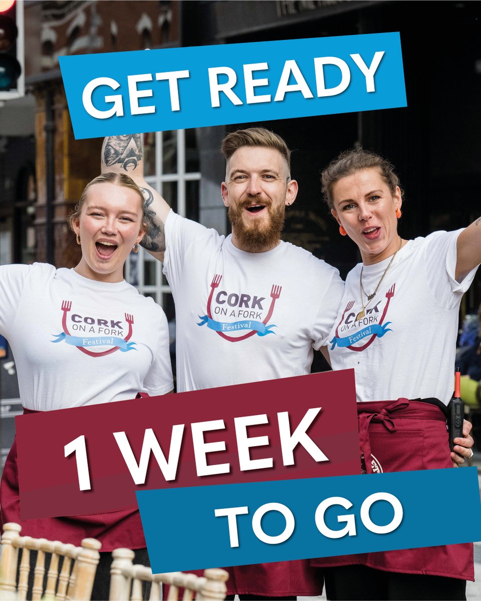 Excitement is building with only ONE WEEK until Cork on a Fork Fest 2025!
Prepare for 5 days of food celebration packed with flavour and fun, across Cork City August 13th - 17th.

Events are selling fast so get your tickets NOW
drive.google.com/file/d/1dtYsFp…