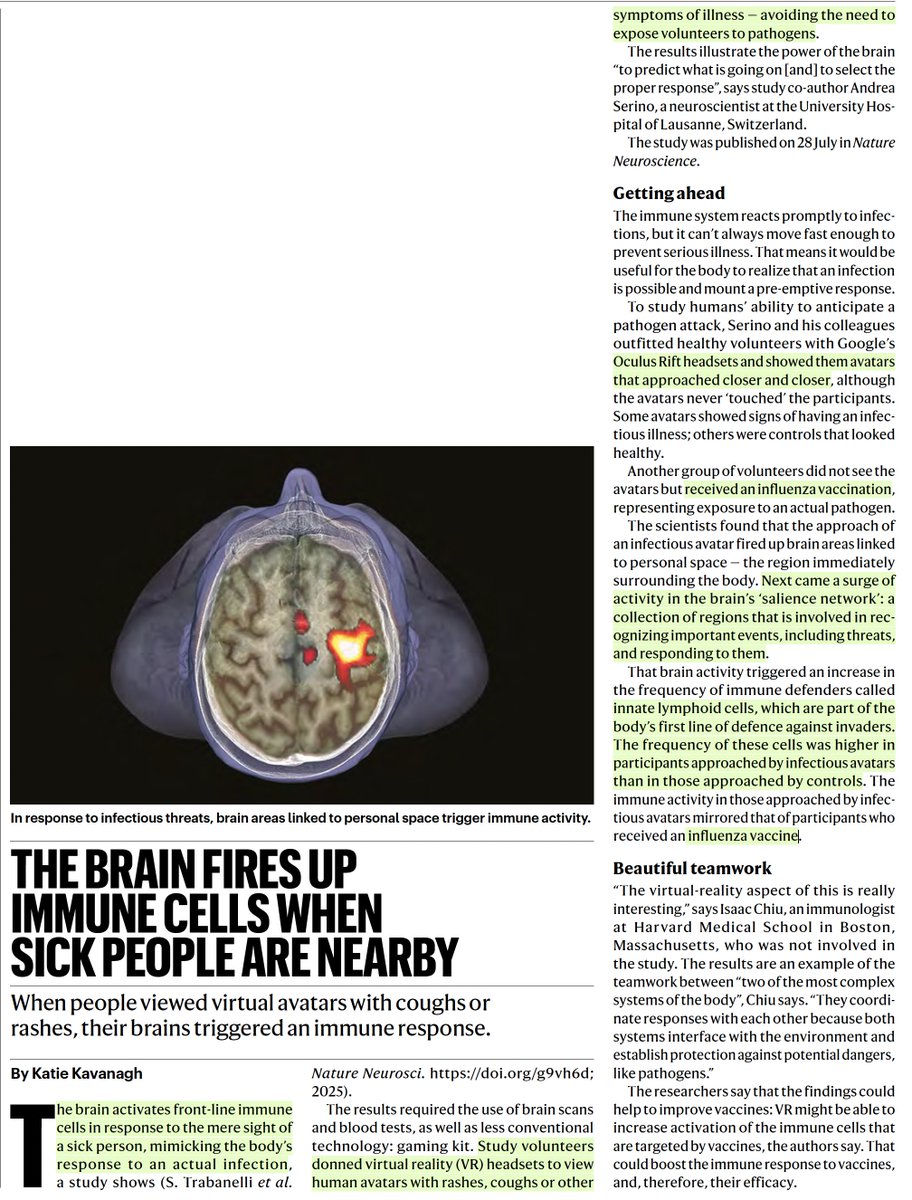 Our brain-immune system axis has recently has some fascinating new findings
Here is one summarized
nature.com/articles/s4159…
More here erictopol.substack.com/p/our-brainimm…