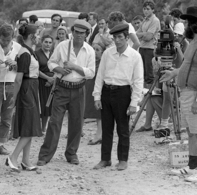 Gibboanxious's tweet image. Behind the scenes of The Godfather, 1972.