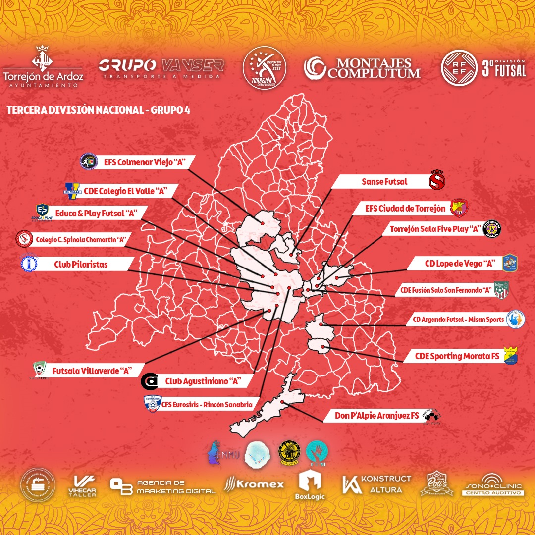 | TERCERA DIVISIÓN NACIONAL - GRUPO 4 |

Estos son los 15 rivales ya confirmados de nuestro filial para la temporada 2025-26.

1️⃣ - <a href="/DonPalpieFS/">DonPalpieAranjuezFS</a>  🏠 13-14/09

3️⃣0️⃣ - <a href="/AgustinianoFS/">Agustiniano FS</a>  🏠 16-17/05