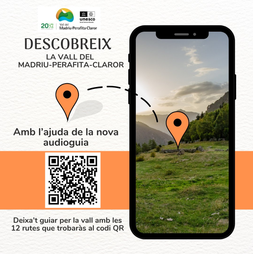 📍Planifica la teva propera visita a la <a href="/VMPC_Andorra/">MadriuPerafitaClaror</a>
amb l’audioguia de rutes i deixa’t guiar per la vall amb 12 rutes diferents que trobaras al codi QR.