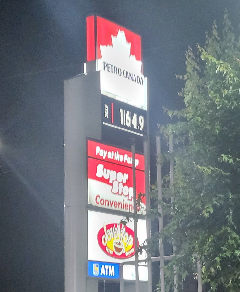 therealmrbench's tweet image. Gas is $1.649 in Abbotsford, BC.