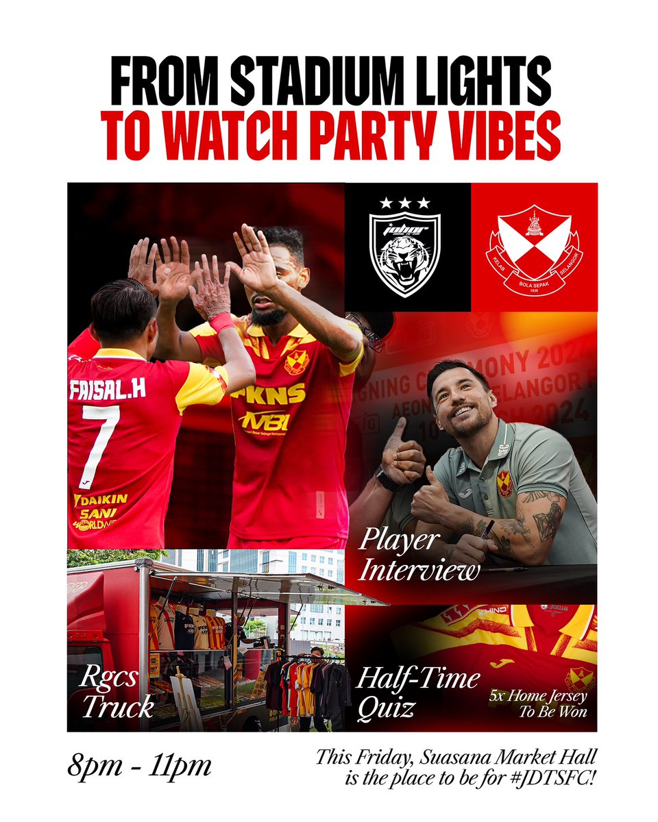 Selangor FC (@selangorfc) on Twitter photo Tak dapat turun ke Stadium Sultan Ibrahim Jumaat ini? Jangan risau! ๐
Mari ramai-ramai berikan sokongan kepada pasukan kesayangan kita di ๐ฆ๐๐ฎ๐๐ฎ๐ป๐ฎ ๐๐ฎ๐น๐น ๐ ๐ฎ๐ฟ๐ธ๐ฒ๐, ๐ฆ๐ต๐ฎ๐ต ๐๐น๐ฎ๐บ untuk ๐๐๐๐๐ ๐๐๐๐๐ ๐๐๐๐๐๐๐๐๐๐ ๐๐๐๐๐๐๐๐๐๐ #๐๐๐๐๐
๐ Tak dapat turun ke Stadium Sultan Ibrahim Jumaat ini? Jangan risau! ๐
Mari ramai-ramai berikan sokongan kepada pasukan kesayangan kita di ๐ฆ๐๐ฎ๐๐ฎ๐ป๐ฎ ๐๐ฎ๐น๐น ๐ ๐ฎ๐ฟ๐ธ๐ฒ๐, ๐ฆ๐ต๐ฎ๐ต ๐๐น๐ฎ๐บ untuk ๐๐๐๐๐ ๐๐๐๐๐ ๐๐๐๐๐๐๐๐๐๐ ๐๐๐๐๐๐๐๐๐๐ #๐๐๐๐๐
๐