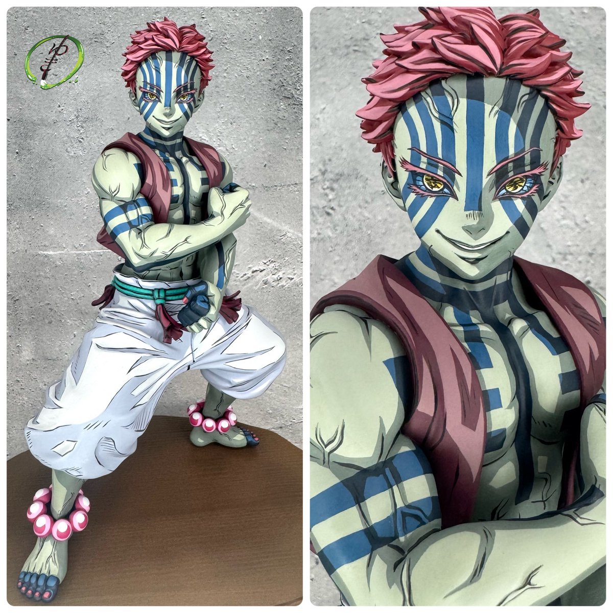 猗窩座のフィギュアを塗装で二次元化しました🖌️ #鬼滅 #無限城