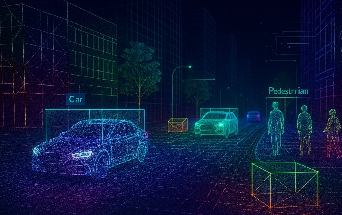 habiledata's tweet image. 💡Enhance AI with 3D LiDAR Point Cloud Annotation!
From #SemanticSegmentation to Object Tracking, it powers #AutonomousVehicles, #SmartCities, & #Robotics.
Improve your ML model with accurate point cloud data.
bit.ly/4m6QYPJ
#AI #3DLiDAR #PointCloud #ML