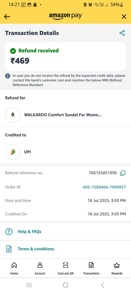 clar44761's tweet image. @amazonIN shame on u.
I haven’t received my ₹469 refund yet. It shows "Refund received" on 18 July, but the bank says no credit was made and asked me to contact Amazon.
Order ID: 405-1589466-7909937
RRN: 766155851995
Plz solve
#AmazonRefund #CustomerSupport #NCH @FederalBankLtd