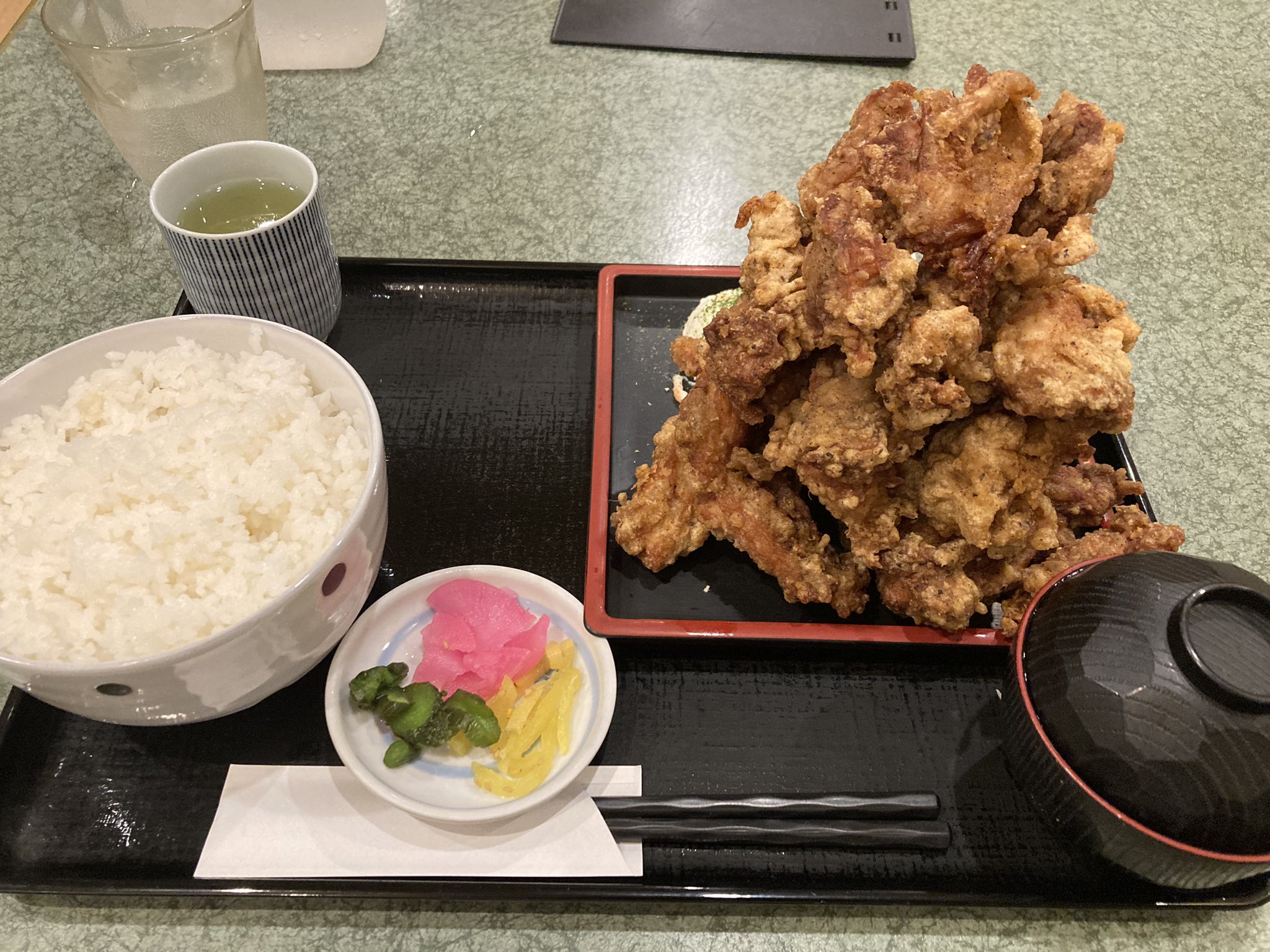 三角ダンベル　唐揚げ定食(大盛り) ぶるー on X: 