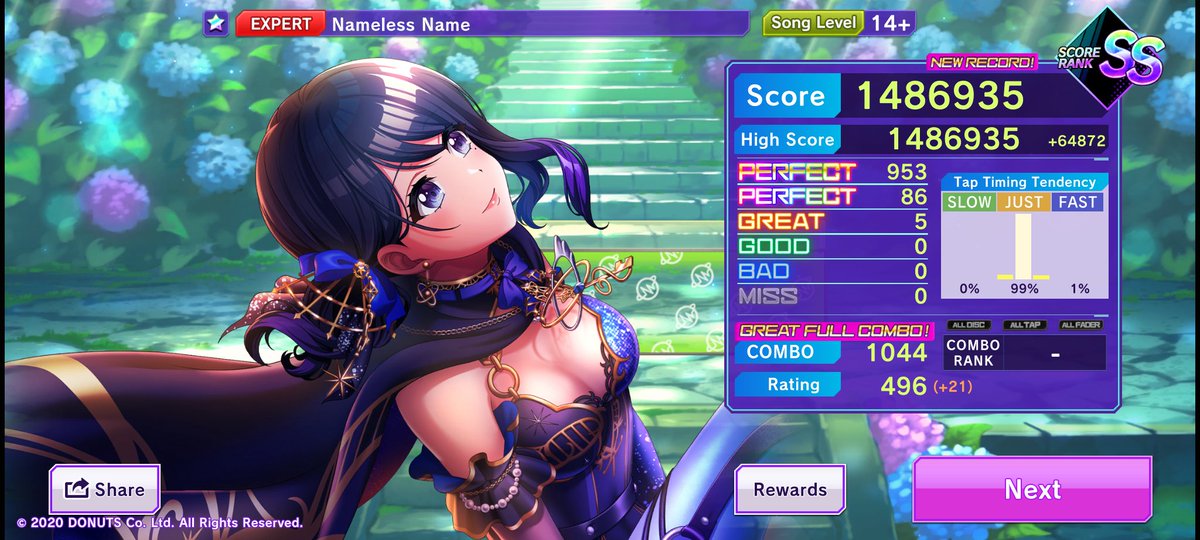 miraecord's tweet photo. [EXPERT] Nameless Name Great full combo

officially fced all available togetoge songs!! glad this wasnt another 1 good flop tho 😭

🎵D4DJ GroovyMix ⇒ https://t.co/kJvShrGx2M
#GroovyMixScore https://t.co/RioaMiWwOw