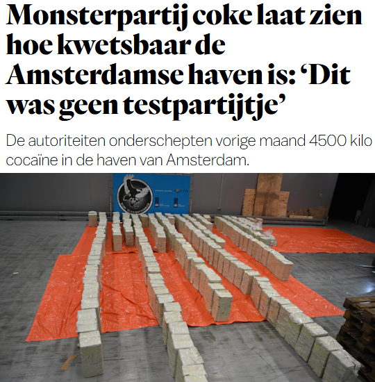 'Monsterpartij' coke laat zien dat drugsbestrijding druppel op gloeiende plaat is. #drugsbeleid #cocainetwt #politie

Cocaïne is met alle miljoenen aan drugsbestrijding en 'monstervangsten' alleen maar goedkoper geworden.

Liever drugs wettelijk reguleren: drugsbeleid.nl