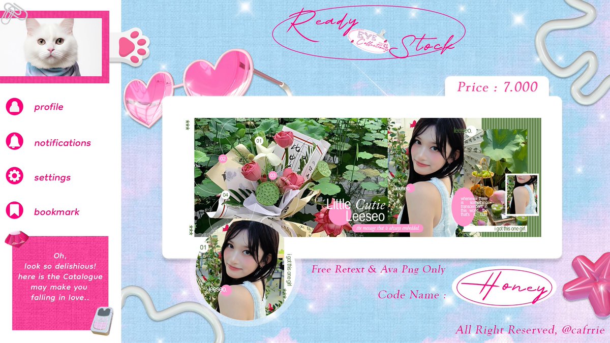 cafrrie's tweet image. Hai, help retweet, please? Thank you! &amp;lt;33 

Aku bawa layout Honey edition ready stock. ^^ Dapat ava nya png only! Free retext juga! 🎀 
Payment via QRIS yaa, bisa langsung take di dm kalau berminat. 🌷🤍

#zonauang
