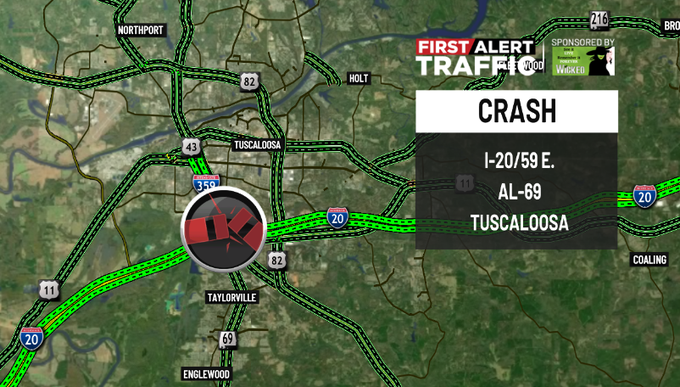 WBRC 6 Traffic (@wbrctraffic) on Twitter photo First Alert:
There is a crash on I-20/59 E. at AL-69 in #Tuscaloosa. <a href="/WBRCnews/">WBRC 6 News</a> #wbrctraffic First Alert:
There is a crash on I-20/59 E. at AL-69 in #Tuscaloosa. <a href="/WBRCnews/">WBRC 6 News</a> #wbrctraffic