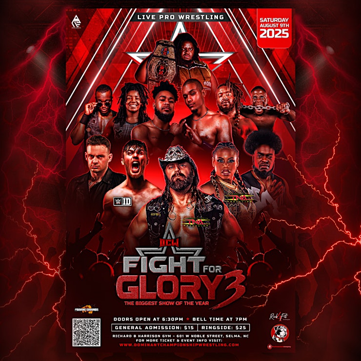 Premiering at NOON EST today! 

Join us in Selma, NC THIS SATURDAY NIGHT for <a href="/DCWrestlingLive/">Dominant Championship Wrestling</a> Fight For Glory 3! 

FOUR title matches - EVERY DCW title is on the line. 10 big matches in all with stars from DCW, NWA, TNA &amp; WWE 

youtu.be/dYXzU6ItOxY?si…