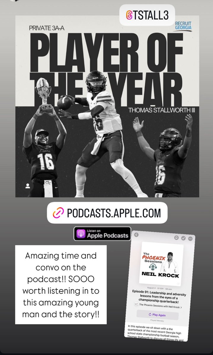 Neil Krock (@neilkrock) on Twitter photo Listen into this great podcast interview from a great young man and awesome stories to learn from!!! Enjoyed this!!! Thank you <a href="/Tstall18/">Thomas Stallworth</a> !!!
podcasts.apple.com/us/podcast/the…
#podcast #applepodcast #football #footballlessons #leadership #Champions #interview #lifelessons Listen into this great podcast interview from a great young man and awesome stories to learn from!!! Enjoyed this!!! Thank you <a href="/Tstall18/">Thomas Stallworth</a> !!!
podcasts.apple.com/us/podcast/the…
#podcast #applepodcast #football #footballlessons #leadership #Champions #interview #lifelessons