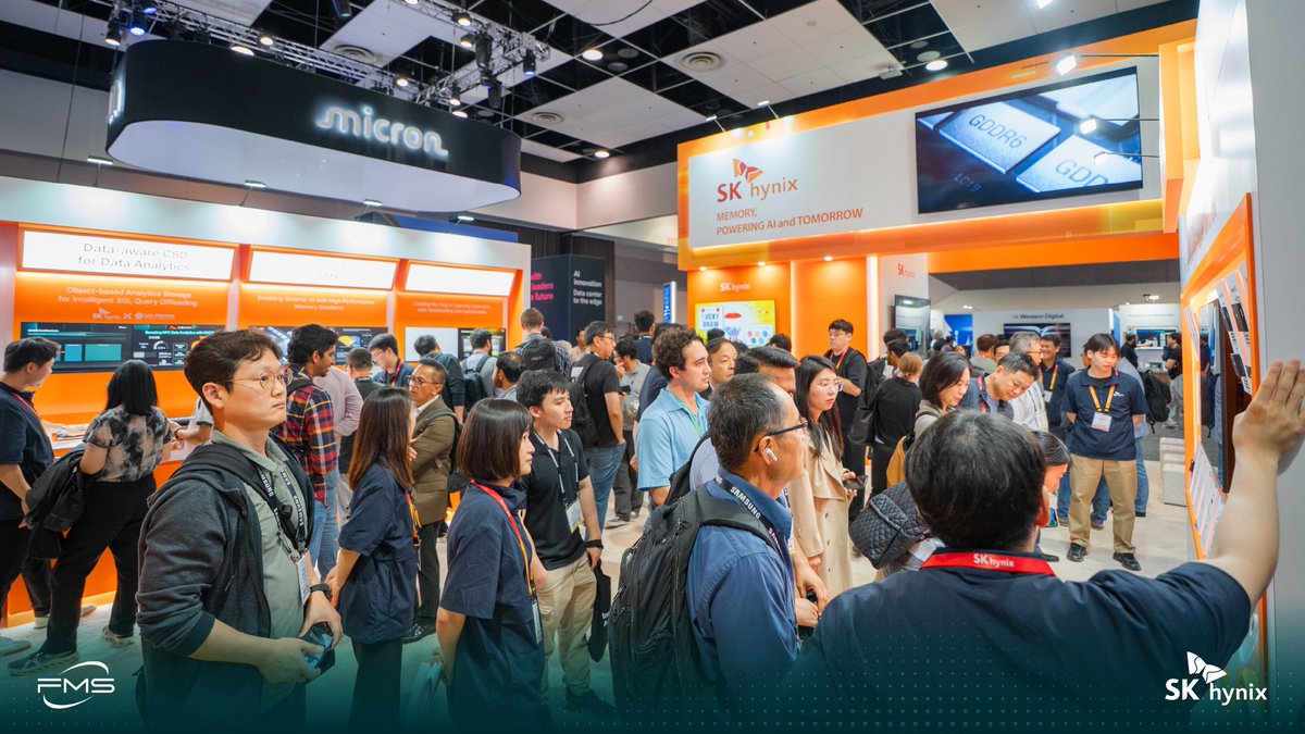 SKhynix's tweet image. Not just a booth. A full-stack memory experience. From #HBM4 and #DDR5 to #eSSD, #UFS, and more—@SKhynix is powering AI, automotive, and beyond. Find us at booth #207 at #FMS25!    

#SKhynix #FMS2025 #FMS