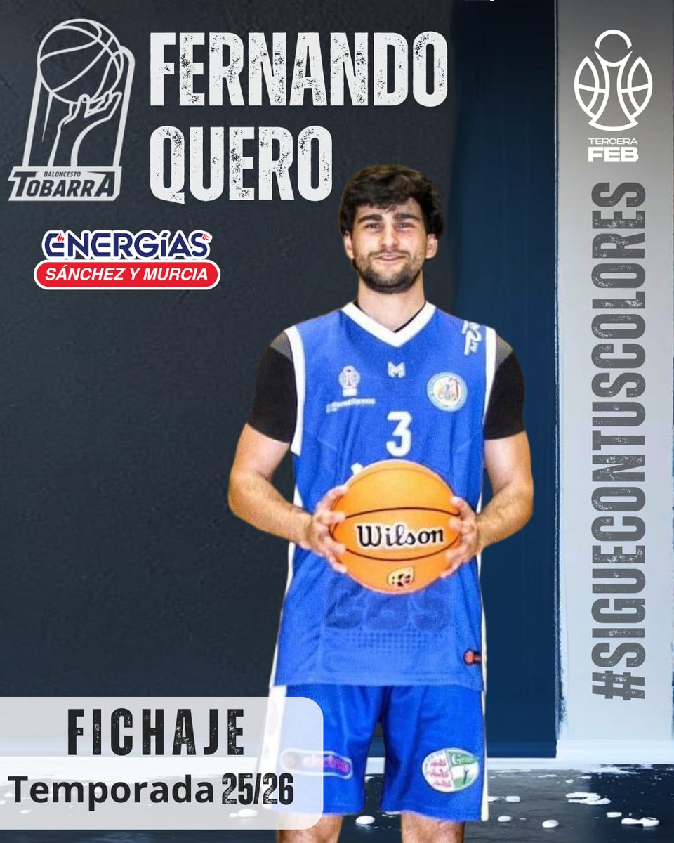 🔵 Fernando Quero se convierte en nuevo jugador del Tobarra CB 🔵

🎯 El alero cordobés mide 1'91, tiene 22 años y experiencia en Tercera FEB 

💪🏼 Su lanzamiento exterior y lectura del juego serán su mejor aportación 

Vamos Tobarra 💙🤍