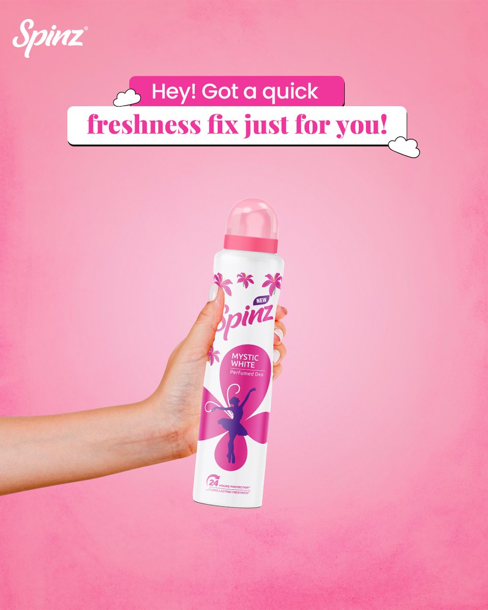 SpinzIndia's tweet image. Come closer… and meet your new freshness obsession 🌸😍

#Spinz #SpinzYourWorld #FragranceGoals #FreshAllDay #DeoLove #CavinKare #MakingLivesHappier

[ Spinz, Spinz India, Spinz Deo, Floral Fragrance, Freshness, Floral Scent, Long Lasting]