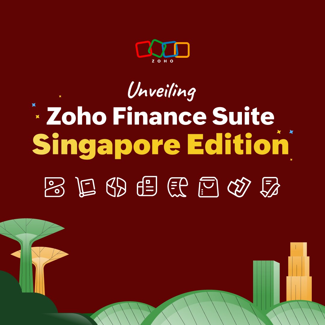 ZohoBooks's tweet image. Big news for Singapore businesses and finance professionals!

The Zoho Finance Suite is now tailor made for you, built to meet local compliance needs and help you scale with confidence.

We are thankful to our existing Singaporean user community for their continued support, who…