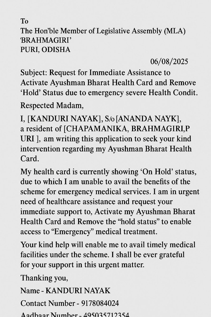 Health card number-26020311834
Aadha number-495035712354
Contact number -9178084024
<a href="/UpasnaMohapatra/">Upasna Mohapatra</a> <a href="/CMO_Odisha/">CMO Odisha</a> <a href="/MohanMOdisha/">Mohan Charan Majhi</a> <a href="/HFWOdisha/">H & FW Dept Odisha</a>