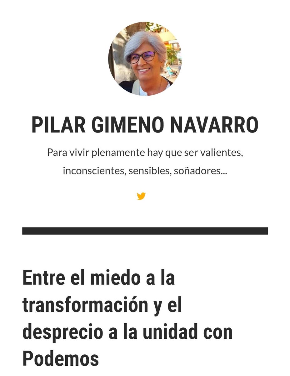 Podemos Aragón (@podemosaragon) on Twitter photo "La historia no recordará con respeto a quienes frenaron el cambio por miedo o por cálculo. Pero sí a quienes lo seguimos exigiendo."
<a href="/PilarGimenoNava/">Pilar Gimeno Navarro</a>
Reflexiona certera como militante de izquierdas, socialista de convicción y portavoz del ET de Podemos
👇 arainfo.org/entre-el-miedo… "La historia no recordará con respeto a quienes frenaron el cambio por miedo o por cálculo. Pero sí a quienes lo seguimos exigiendo."
<a href="/PilarGimenoNava/">Pilar Gimeno Navarro</a>
Reflexiona certera como militante de izquierdas, socialista de convicción y portavoz del ET de Podemos
👇 arainfo.org/entre-el-miedo…