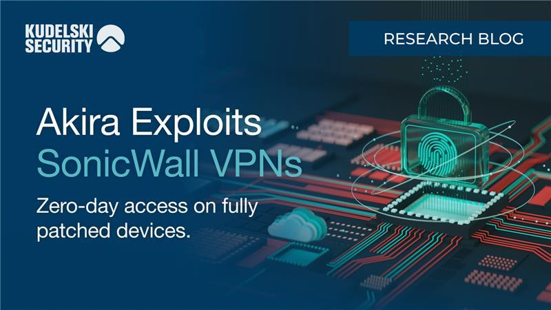 🚨 Akira ransomware is exploiting a likely zero day in SonicWall Gen 7 SSL-VPNs, bypassing MFA and hitting fully patched devices.

Kudelski Security’s IR team has confirmed multiple intrusions.

Read the full advisory 👉 kdlski.co/41sLrdK

#CyberSecurity #KudelskiSecurity