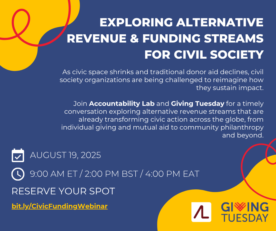 🤝 @AccountLab and @GivingTuesday are spotlighting alternative revenue streams for civil society including individual giving, community philanthropy, mutual aid and more. We will draw from global research and real-world practice to offer a roadmap for action, particularly in… 