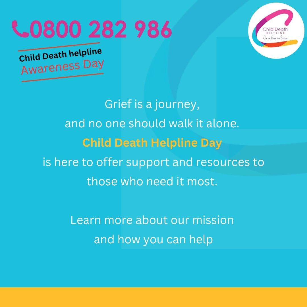 We are here for anyone affected by a death of a child. Family, friends, professionals... No one should get through it on their own. We are here to listen
#childdeathhelplineawarenessday #childdeathhelplineday #childloss #childdeath #bereavmentsupport #childbereavementsupport